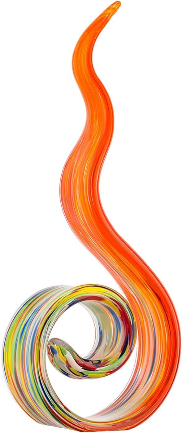 11.4″ Tall Hand-Blown Glass Sculpture Murano-Style Sculpture Art Ornament Statue Figurines Home Decor Accent Piece Coastal Ocean Nautical Home Decor,Shelf,TV Stand,Tabletop Centerpieces,Wonderful Gift
