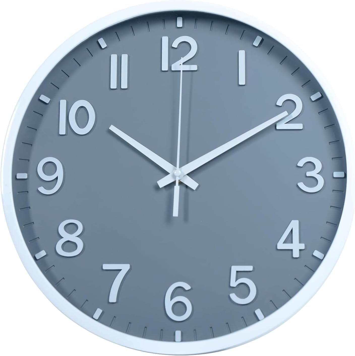 Moiubik Wall Clocks Battery Operated 8 inch Modern Wall Clock,Silent Non Ticking Wall Clock for Living Room Bedroom Kitchen Office Classroom Decor (Gray White)